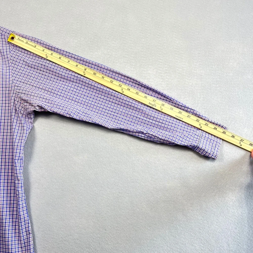 Polo Ralph Lauren Mens L Classic Fit Purple Plaid Button Down Shirt Academia